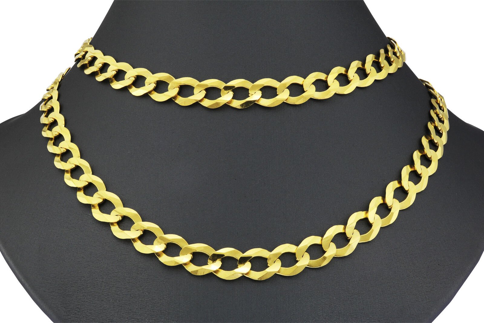 Real 10k Yellow Gold Cuban Curb Link Chain 8mm Necklace 20'' Lobster Lock 10kt - GoldenlinQ